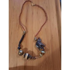 Vintage Elephant Beaded Necklace Vintage Safari Jewelry